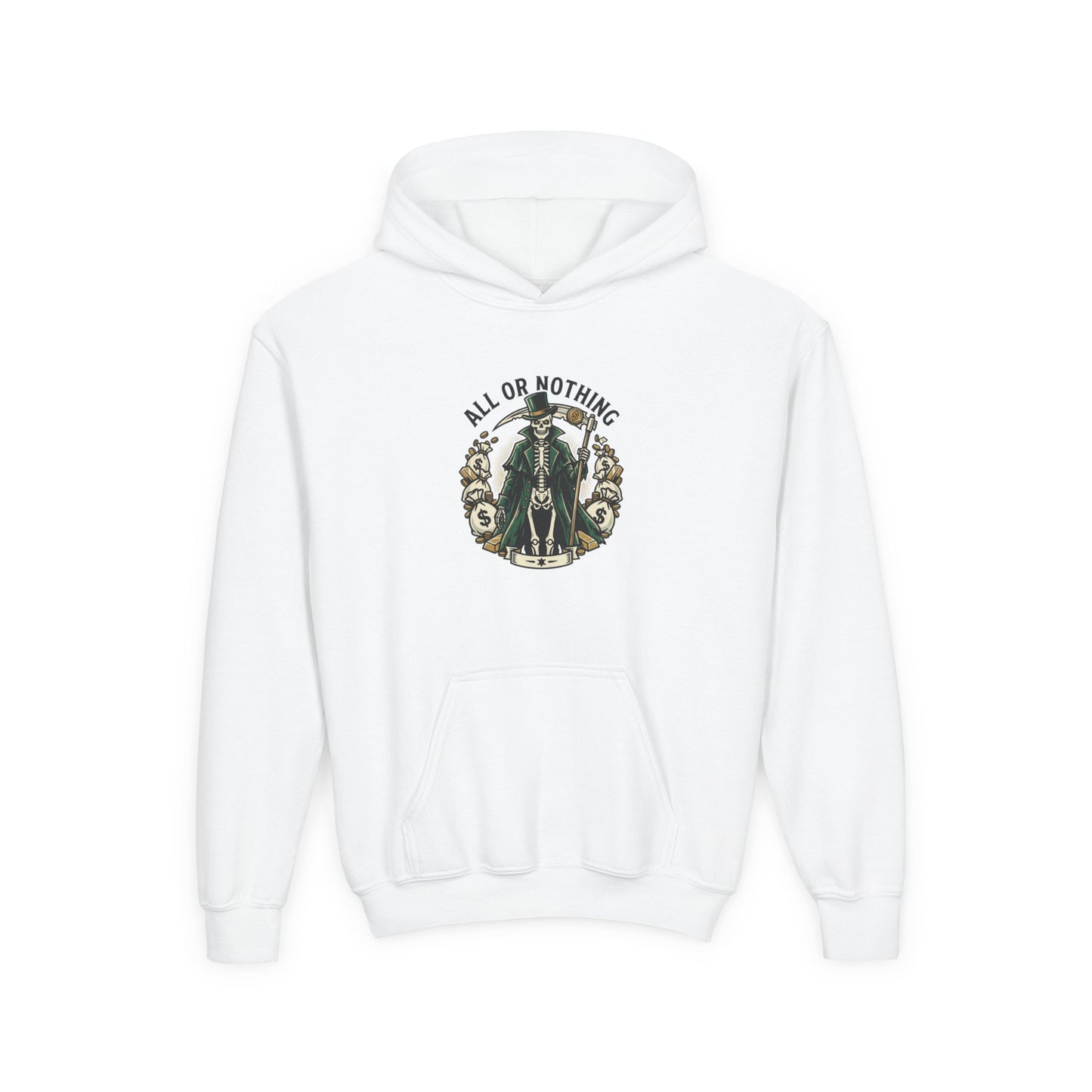All or nothing/death never waits kids hoodies
