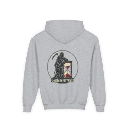 All or nothing/death never waits kids hoodies