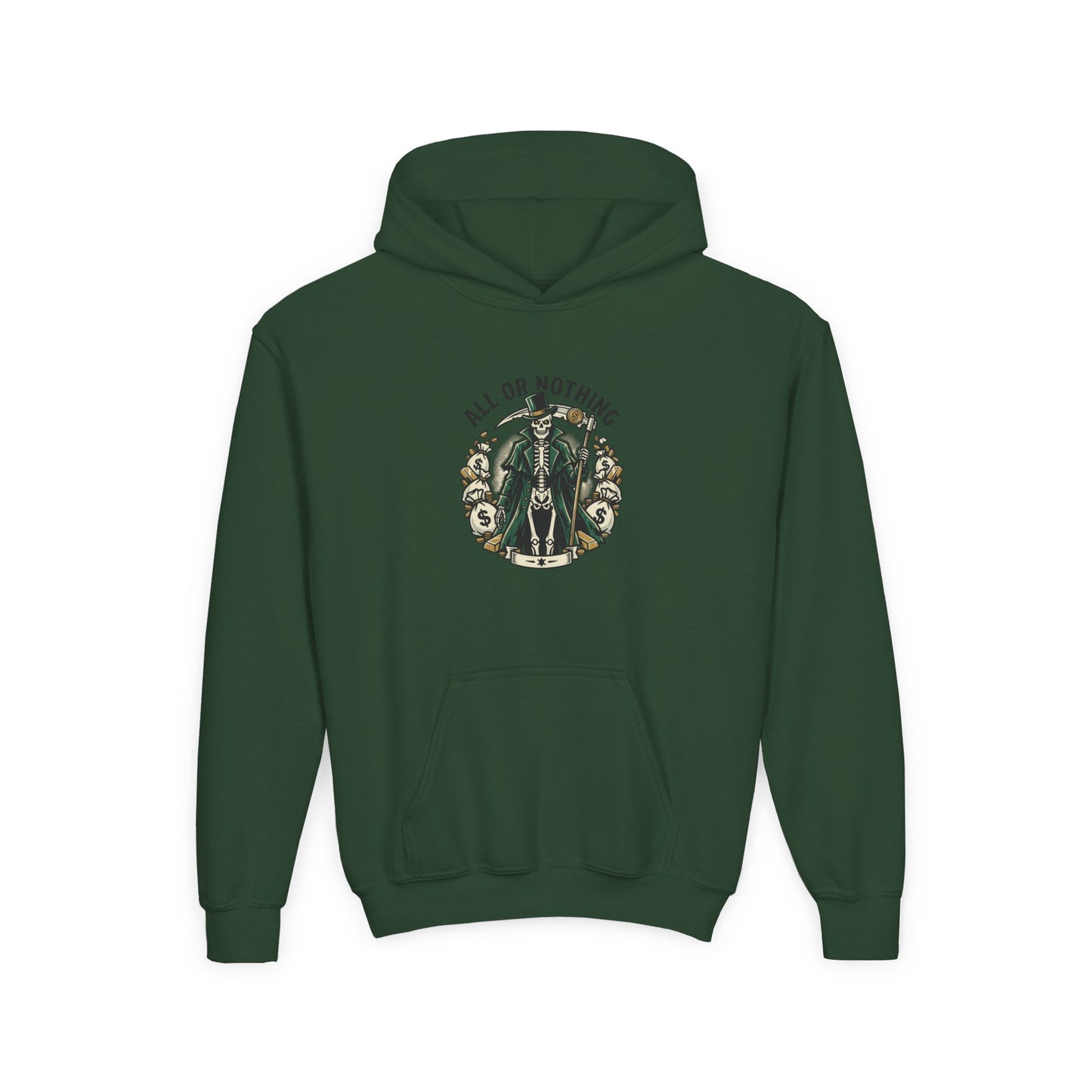 All or nothing/death never waits kids hoodies