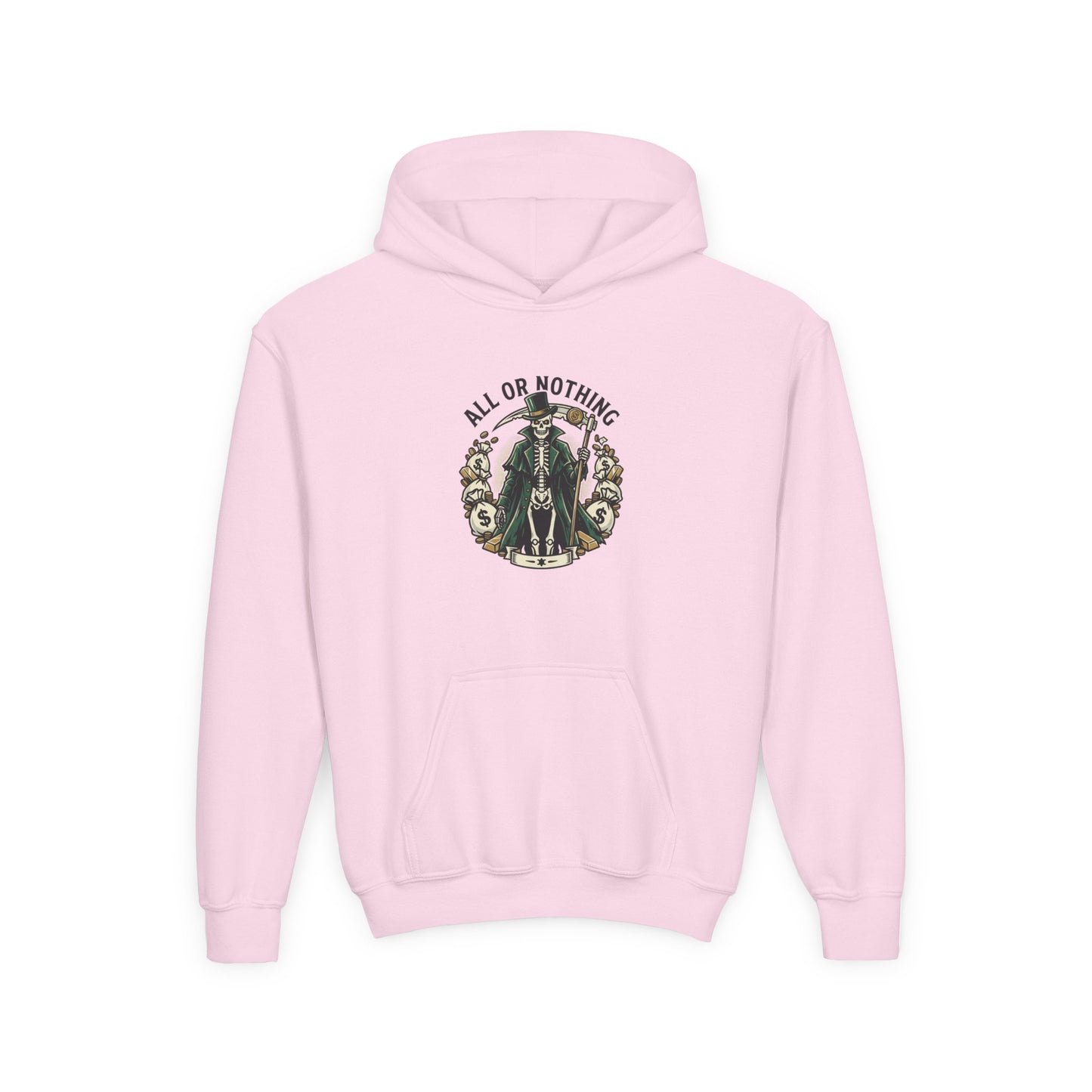 All or nothing/death never waits kids hoodies