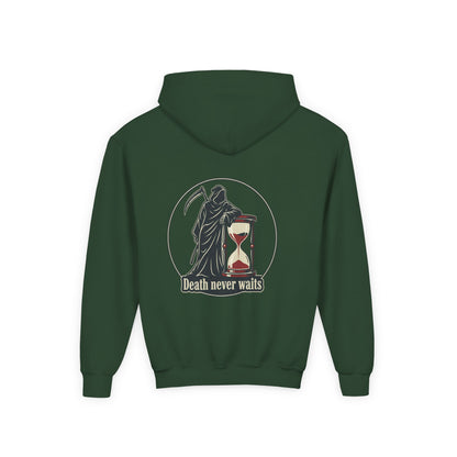 All or nothing/death never waits kids hoodies