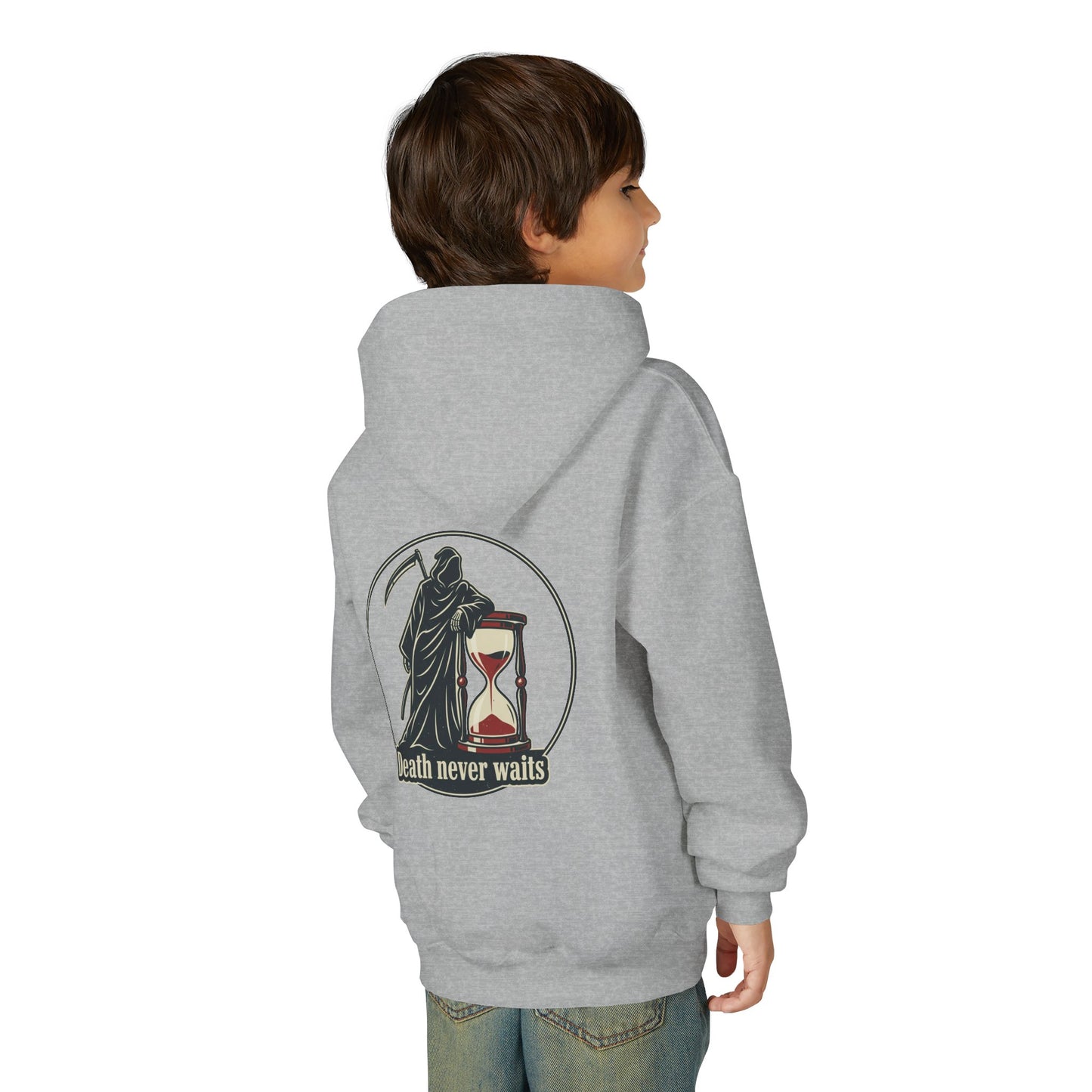 All or nothing/death never waits kids hoodies
