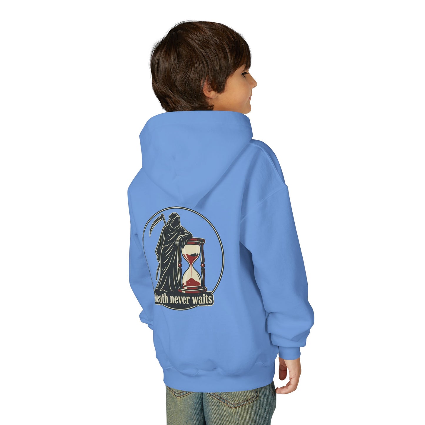 All or nothing/death never waits kids hoodies