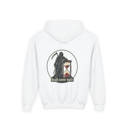 All or nothing/death never waits kids hoodies