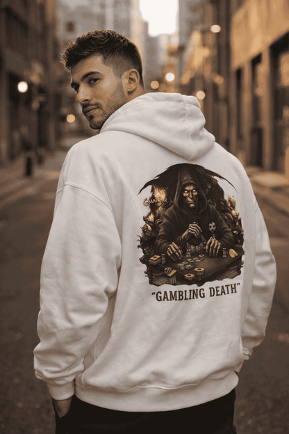 Gambling Death Grim Reaper Poker Graphic Hoodie