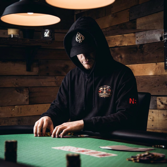 Gambling Death Skull Hoodie — Retro Casino Skeleton Poker Graphic Sweatshirt