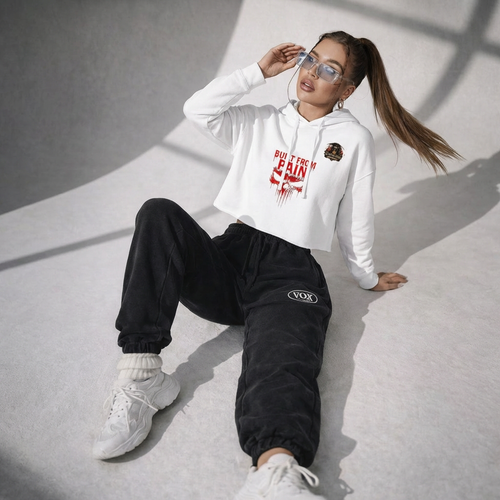 Gambling Death Cropped Hoodie — Built From Pain 'I'm Fine' Graphic Women's Hooded Sweatshirt