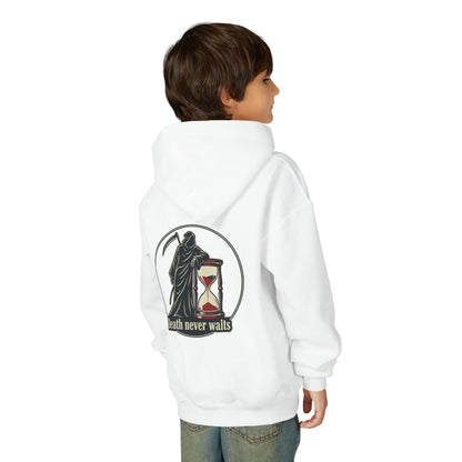 All or nothing/death never waits kids hoodies