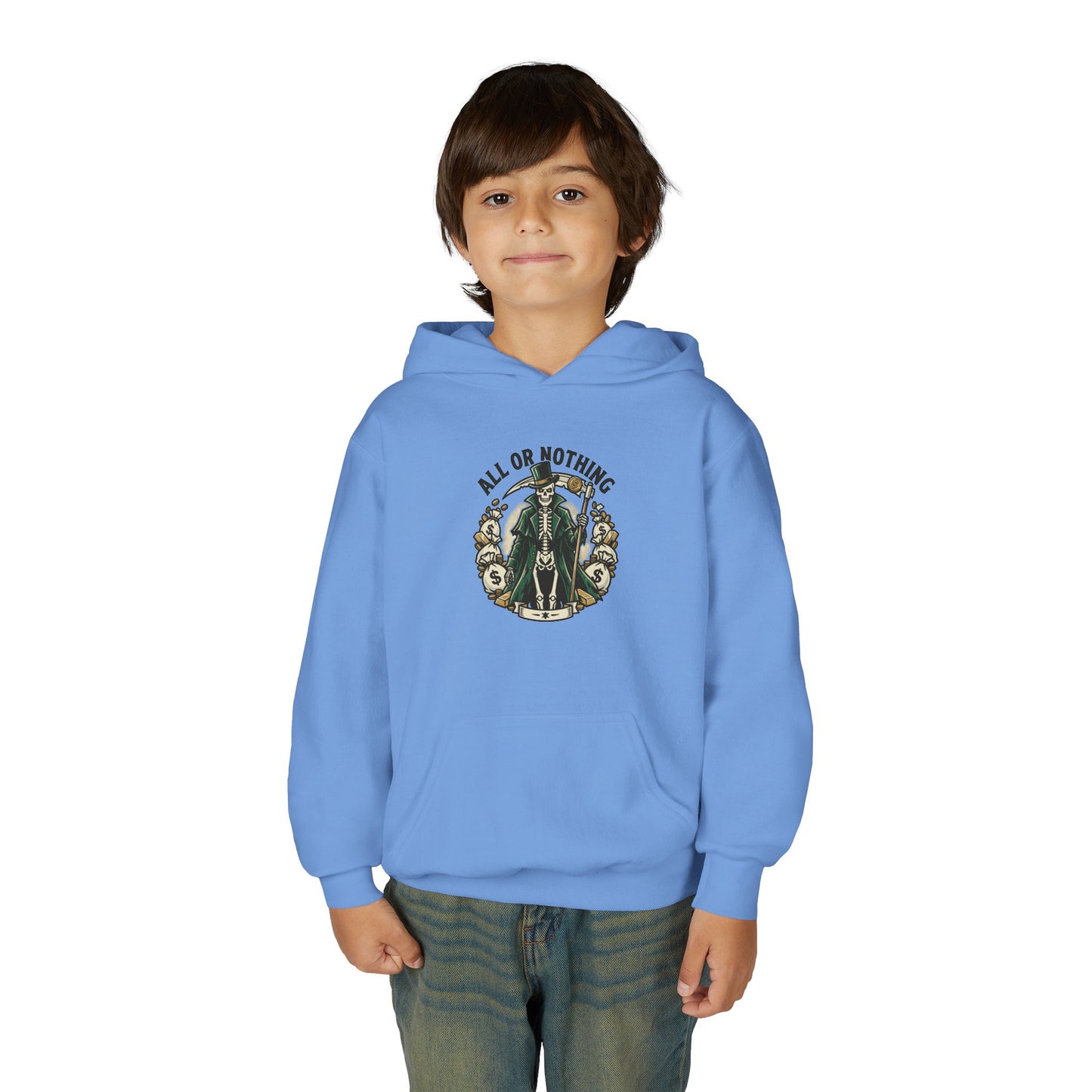 All or nothing/death never waits kids hoodies