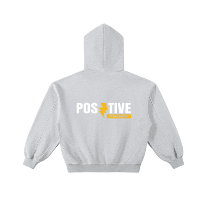 Contrast-Stitched Boxy Fleece Zip Hoodie