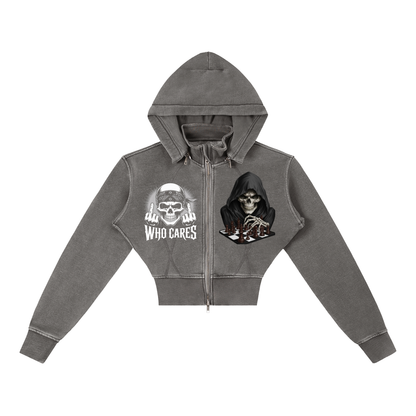 Vintage Washed Cropped no limit Hoodie