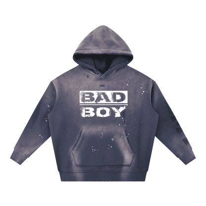 Vintage Washed Frayed Fleece Hoodie