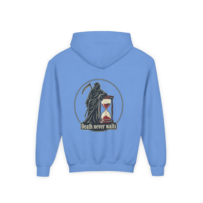 All or nothing/death never waits kids hoodies