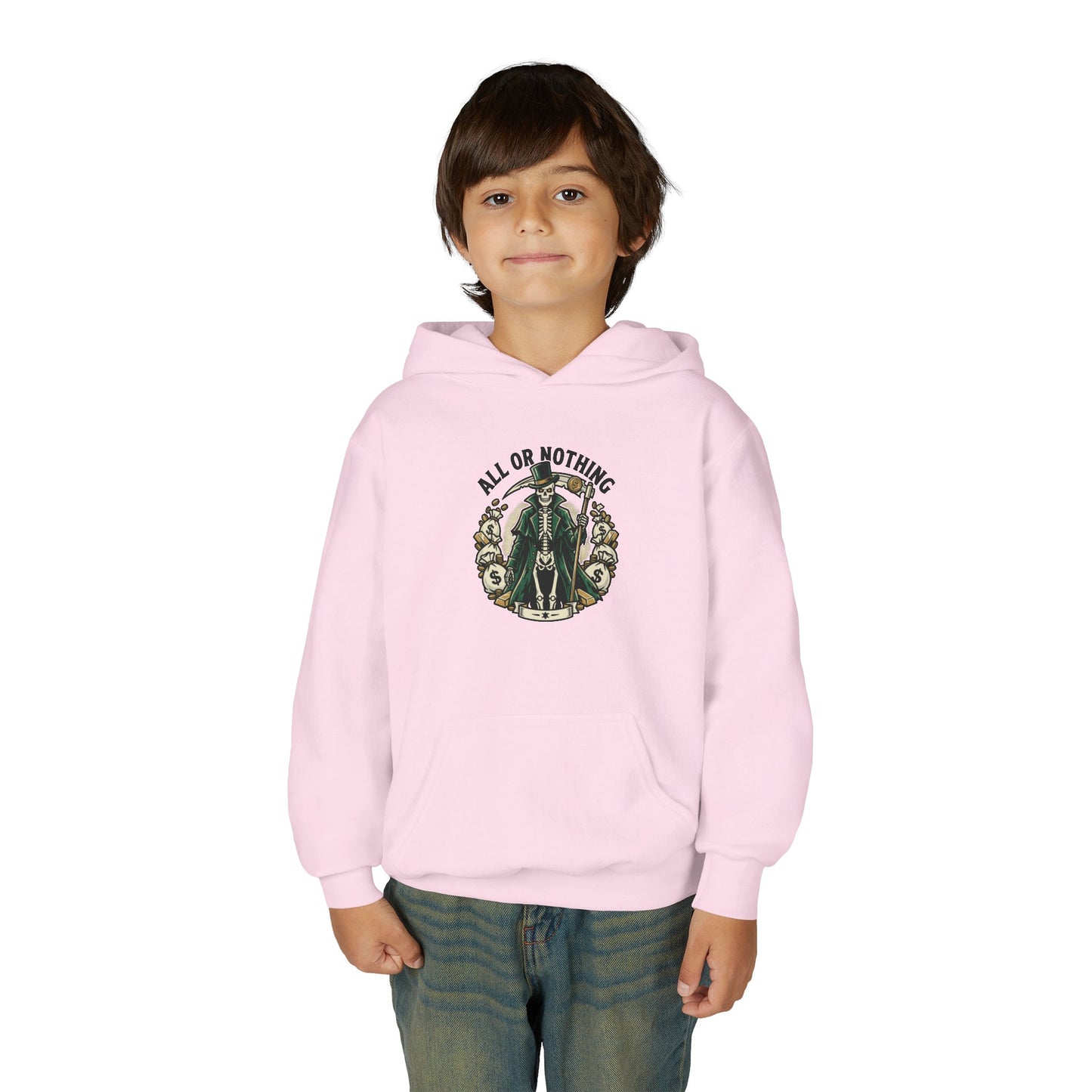 All or nothing/death never waits kids hoodies