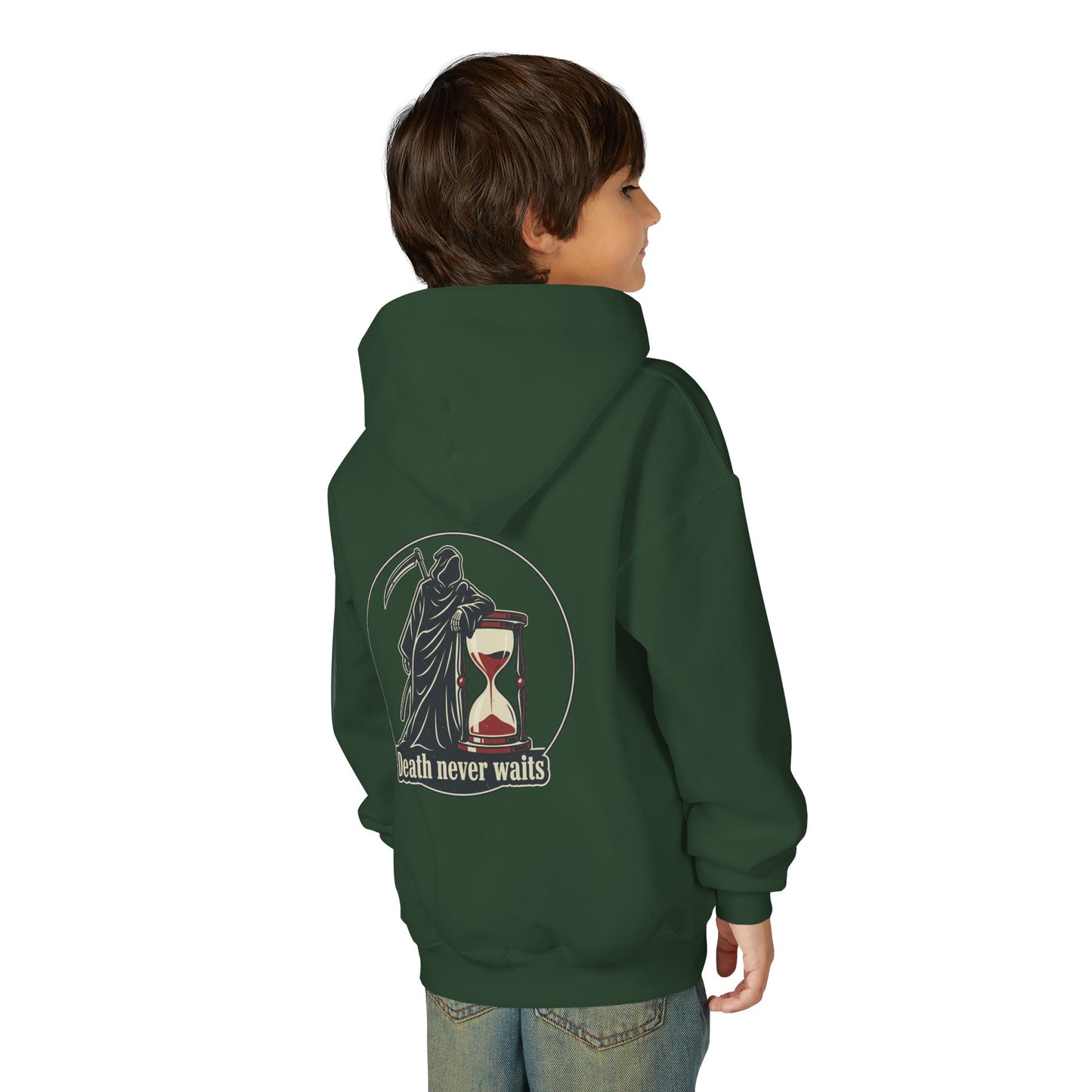 All or nothing/death never waits kids hoodies