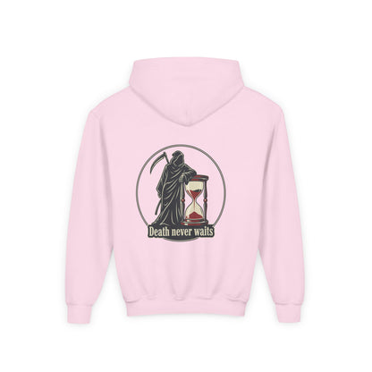 All or nothing/death never waits kids hoodies