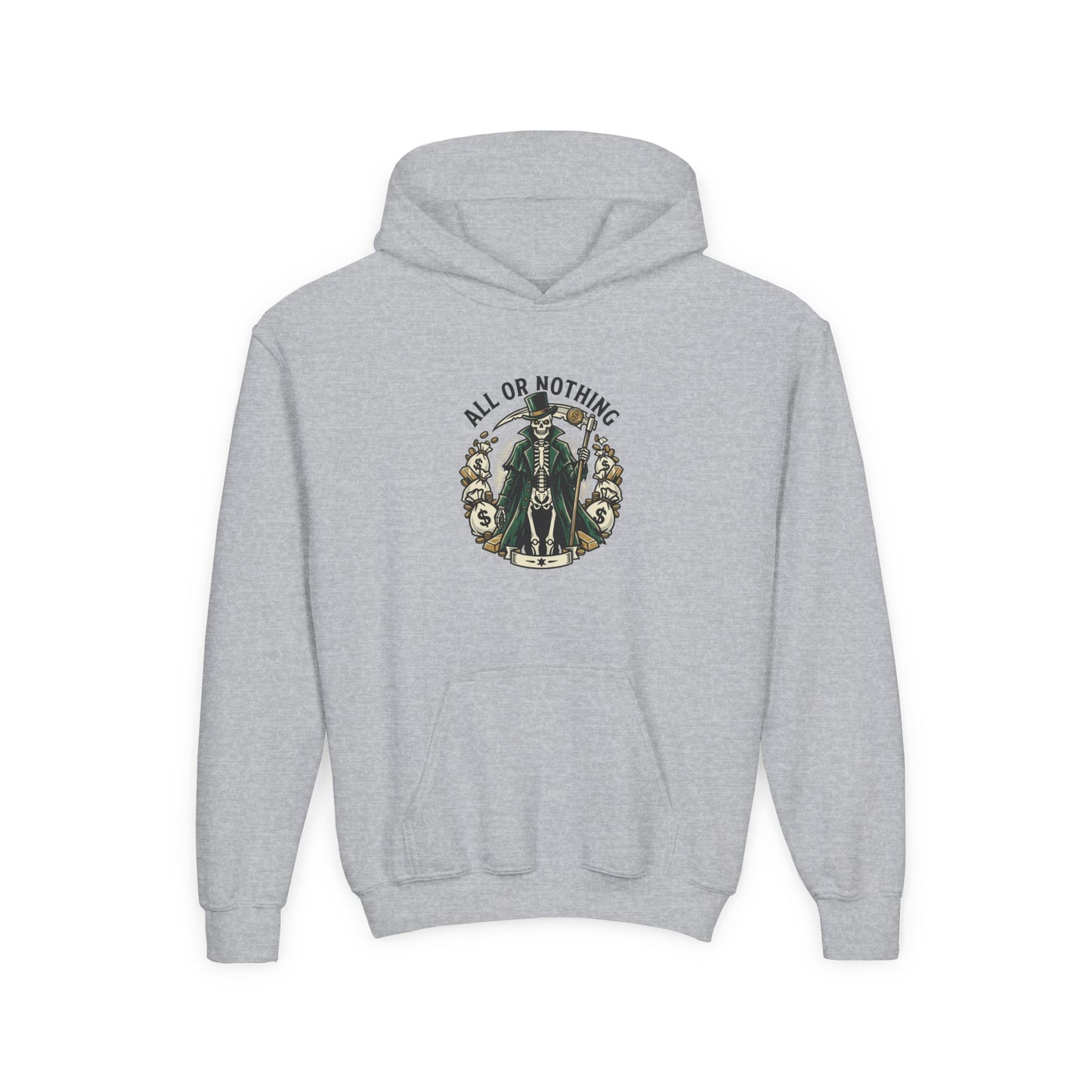 All or nothing/death never waits kids hoodies