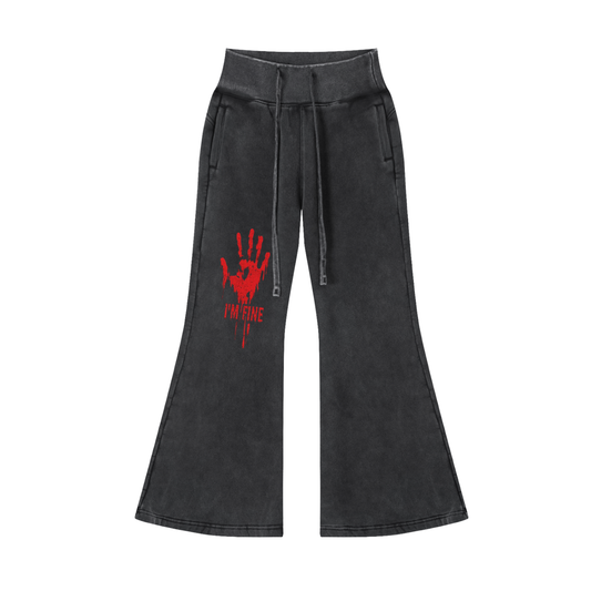 Vintage Washed Flared Fleece Pants