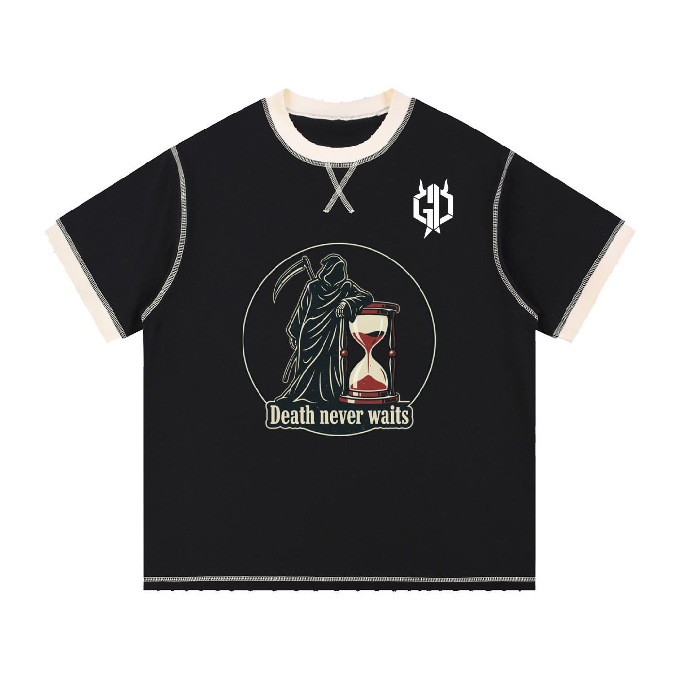 Death never waits/postive energy Stitched T-Shirt