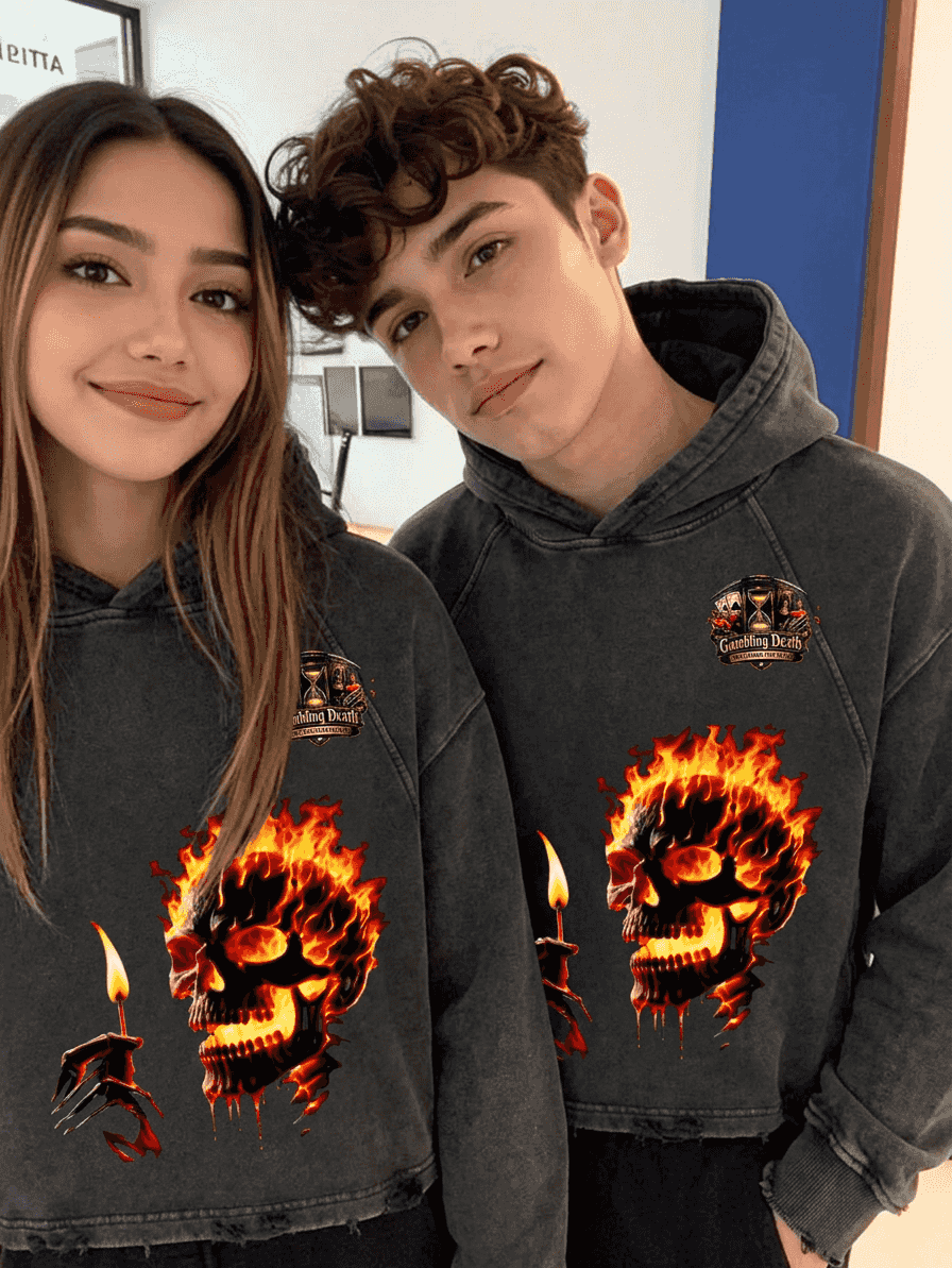Buy Gambling Death Vintage Washed Frayed-Hem Hoodie Now