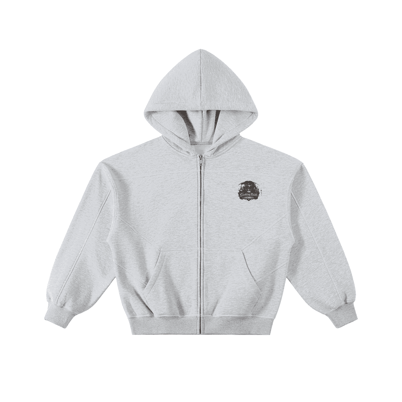 Contrast-Stitched Boxy Fleece Zip Hoodie
