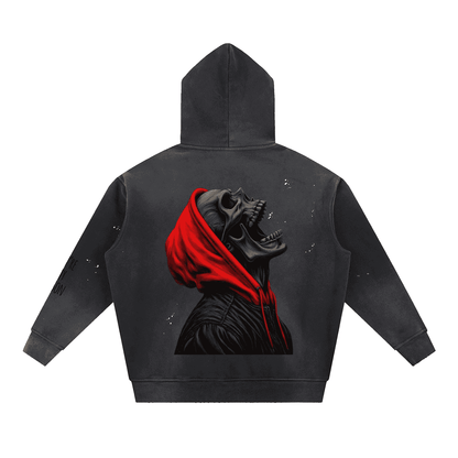 Vintage Washed Frayed Fleece Hoodie
