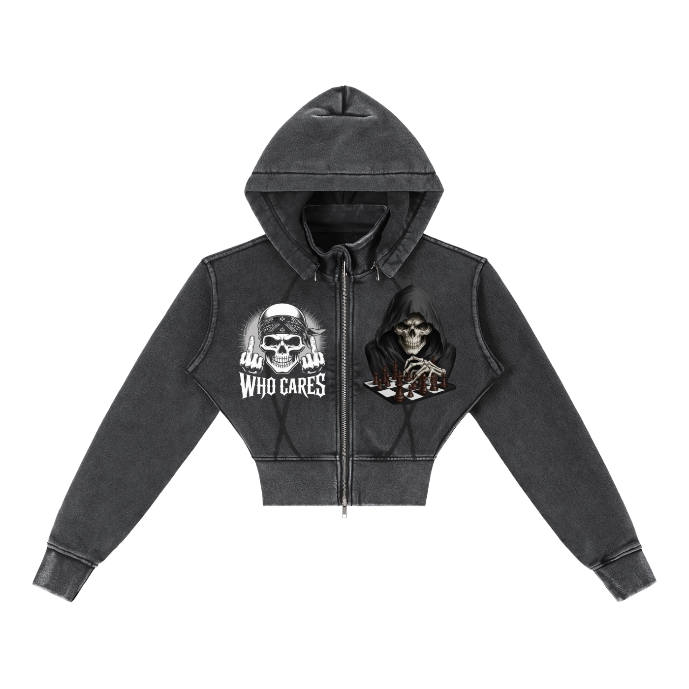 Vintage Washed Cropped no limit Hoodie