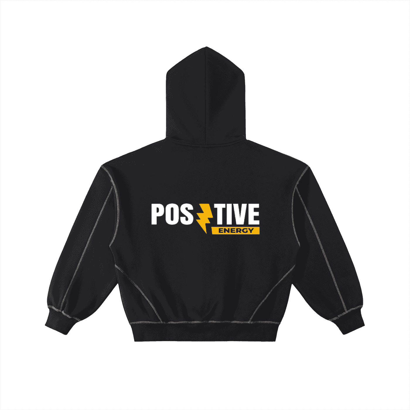 Contrast-Stitched Boxy Fleece Zip Hoodie