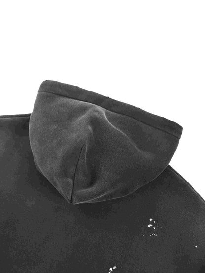 Vintage Washed Frayed Fleece Hoodie